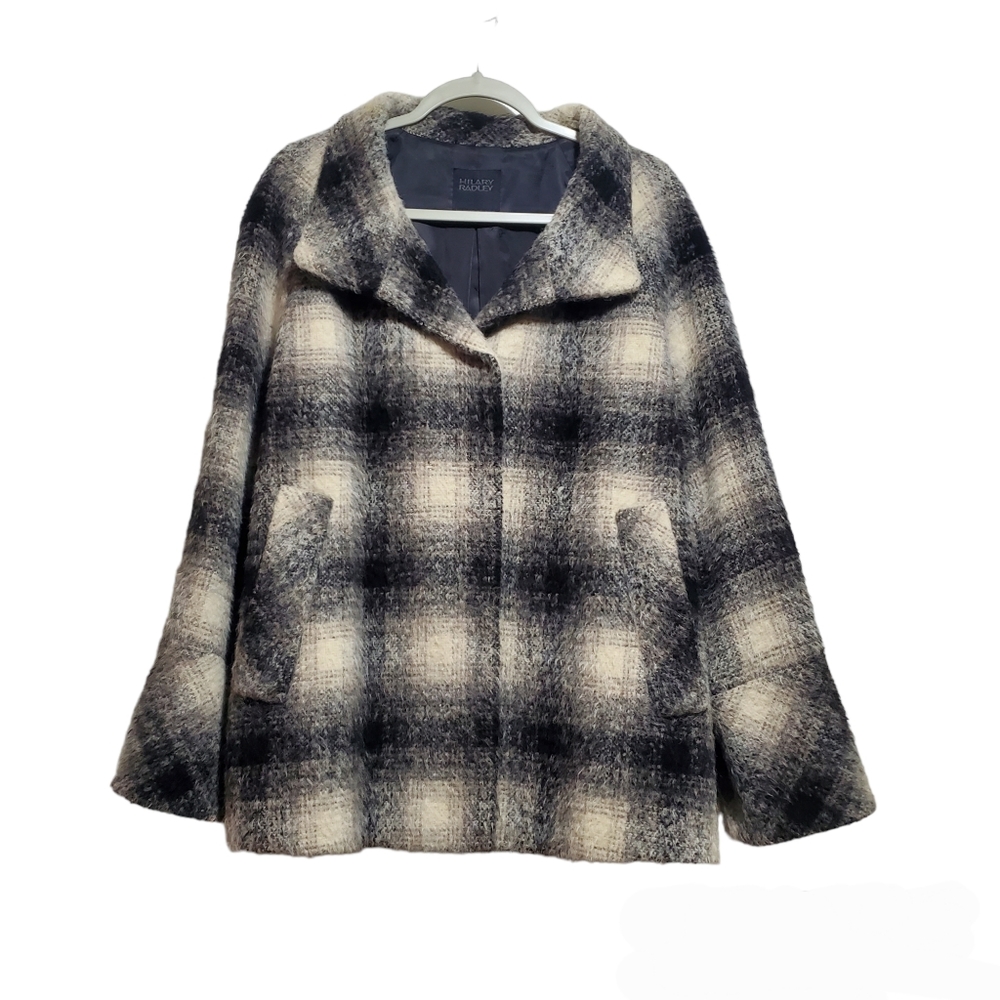 Hilary Radley Alpaca Wool Plaid Jacket Size 12